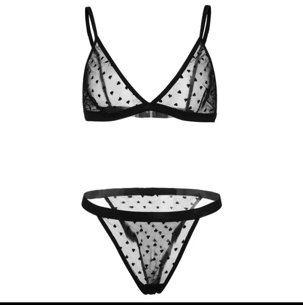 Mesh heart bikini set